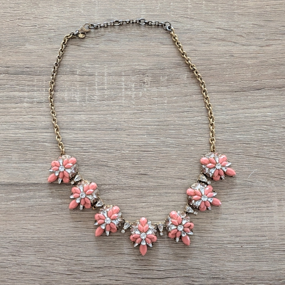 JCrew Floral Pink and Gold Necklace